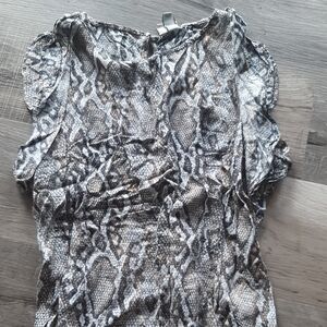 Snake Print Ruffle Sleeve Top
